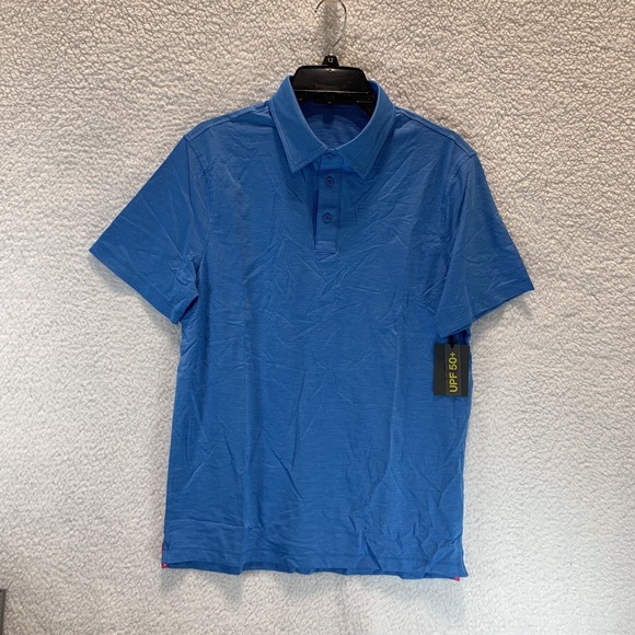 G/FORE Men's Polo‎ Shirt M Golf Performance Blue Tech Jersey Short Sleeve Collar